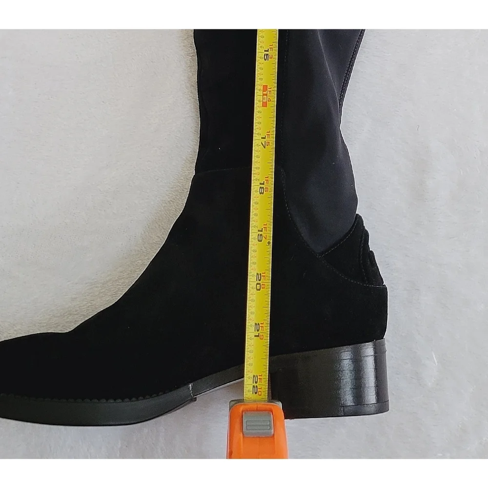 Tory Burch Caitlin Over the Knee Boots Black Suede Stretch Tall OTK Boots Size 5